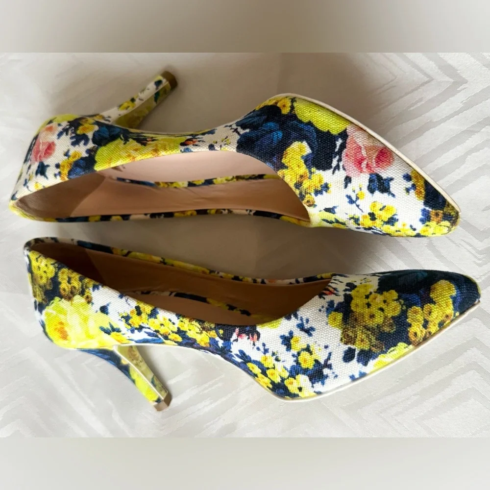 MSGM Designer Size European 36 Floral Print Women's Heels Shoes Italy Colorful